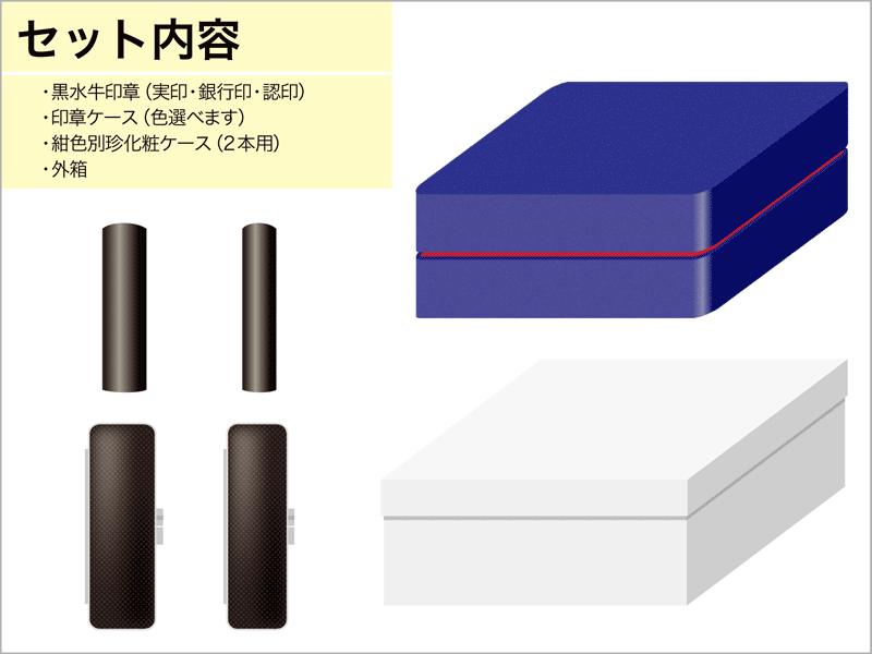 黒水牛2本セット 実印+銀行印・認印 印章大型専門店 大貫堂印房 黒水牛2本セット 実印+銀行印・認印 印章大型専門店 大貫堂印房